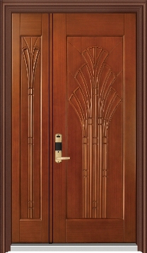 01-175棕櫚葉  |門的藝術|防火鋼木玄關門|實木cnc