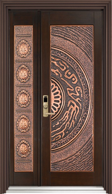 01-190敦煌  |門的藝術|防火鋼木玄關門|框構銅雕版