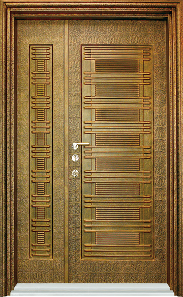 05-229D  |門的藝術|防火鋼木玄關門|鋼板壓花