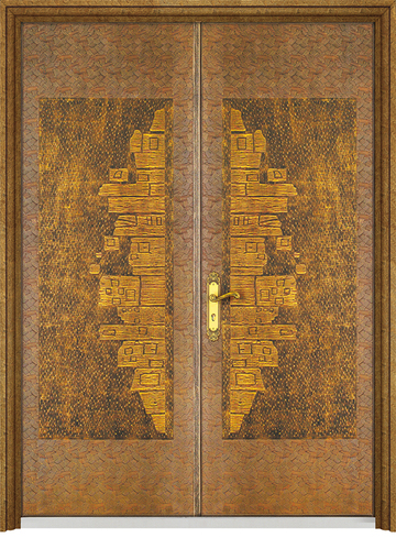 巴洛克原實雙開  |門的藝術|防火鋼木玄關門|鍛雕鋼板